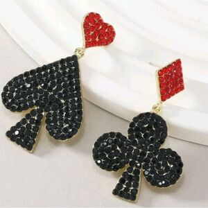 Spades Clubs Hearts Diamonds EARRINGS Poker Pokeno Playing Cards Bridge